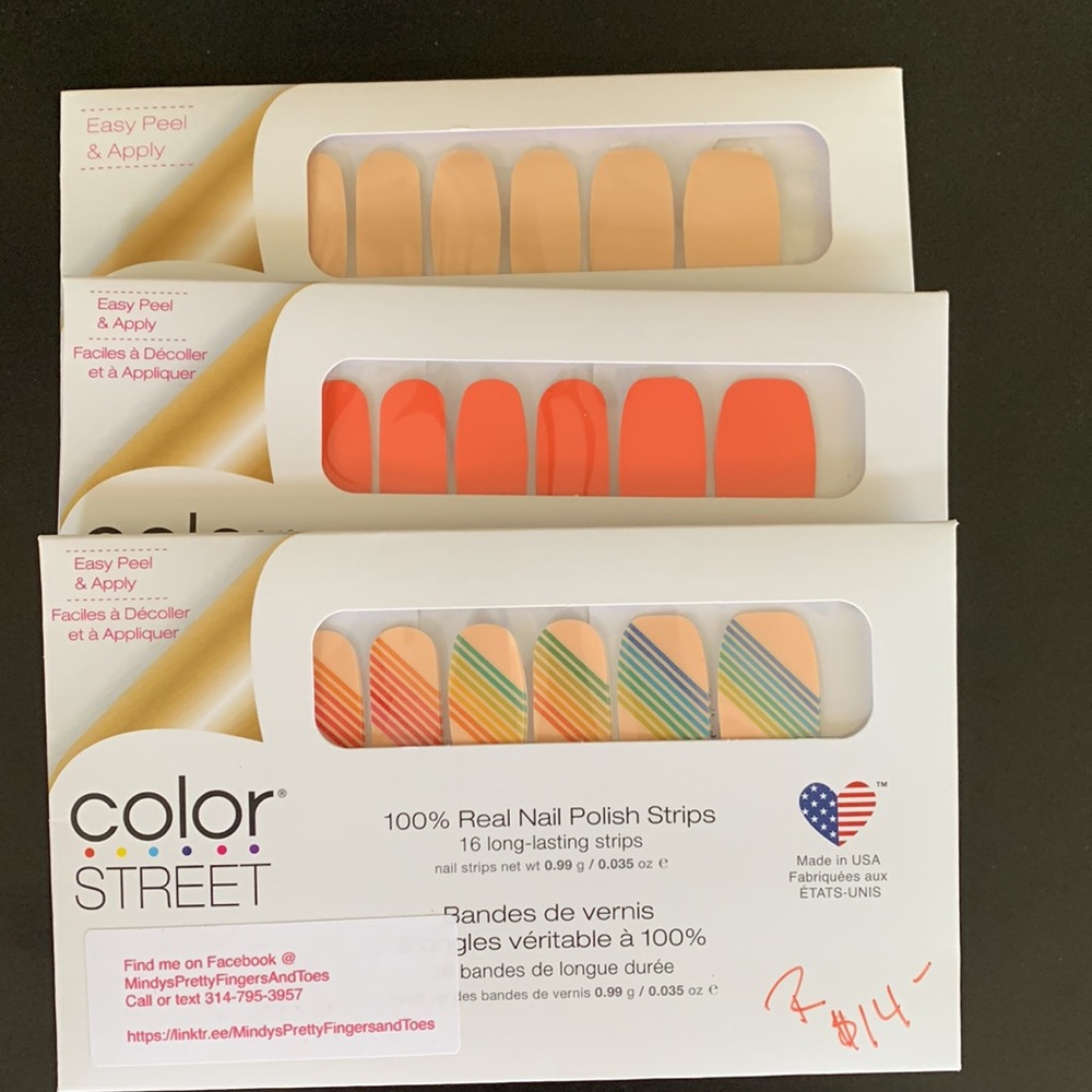 Color Street Nail Polish Strips Orange Trio